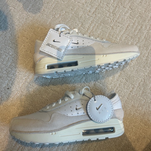 Jacquemus x Nike Air Max 1 ‘86 Cream and White Sneakers